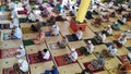 Banjarbaru, Indonesia - December 4 2020: Muslims pray Friday by implementing social distancing during the Covid-19 pandemic