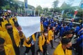 BANJARMASIN, INDONESIA, APRIL 14, 2022: Student Demonstration Rejects President for 3 Periods