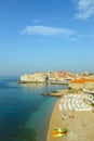 Banje beach and city walls in Dubrovnik