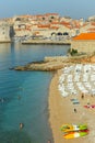 Banje beach and city walls in Dubrovnik