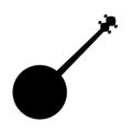 Banjo icon. Black banjo symbol isolated. Musical instrument icon