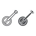 Banjo line and glyph icon, music and string, folk musical instrument sign, vector graphics, a linear pattern on a white Royalty Free Stock Photo