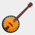 Banjo music instrument vector illustration in flat style