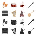 Banjo, piano, harp, metronome. Musical instruments set collection icons in black,cartoon style vector symbol stock Royalty Free Stock Photo