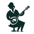 Banjo player silhouettes vector illustration Royalty Free Stock Photo