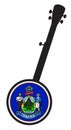 Banjo Silhouette With Maine State Flag Icon Royalty Free Stock Photo