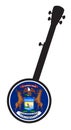 Banjo Silhouette With Michigan State Flag Icon Royalty Free Stock Photo