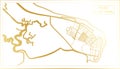 Banjul Gambia City Map in Retro Style in Golden Color. Outline Map