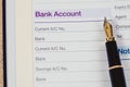bank account in book note with fountain pen