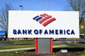 Bank of America sign with logo at the Redmond Way Branch Royalty Free Stock Photo