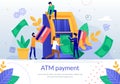 Bank ATM Payment Service Flat Vector Banner Poster