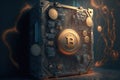 illustration of a cube safe with bitcoin letter