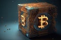 illustration of a cube safe with bitcoin letter