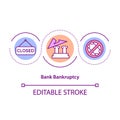 Bank bankruptcy concept icon