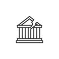 Bank bankruptcy line icon