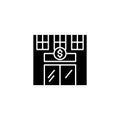 Bank black icon concept. Bank flat vector symbol, sign, illustration. Royalty Free Stock Photo
