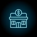 Bank blue neon icon. Simple thin line, outline vector of saving money icons for ui and ux, website or mobile application Royalty Free Stock Photo