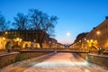 Bank bridge across Griboyedov Canal in winter, St Petersburg, Russia Royalty Free Stock Photo