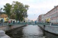 Bank bridge with winged lions on Griboedova. St. Petersburg.