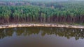 Aerial view of Bug river in Mazowsze region of Poland