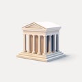 Bank Building 3d realistic render illustration, antique architecture with columns, museum or government