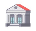 Bank building exterior with antique columns and triangle roof icon isometric vector illustration