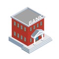 Bank building exterior isometric illustration