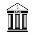 Bank building facade. Bank isolated vector icon. Blue with column. Classic court illustration. Royalty Free Stock Photo