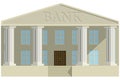 Bank building facade. Bank isolated vector icon. Blue with column. Classic court illustration Royalty Free Stock Photo