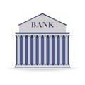 Bank building facade. Isolated on white background icon. Blue with column. Classic court flat vector illustration. Money and Royalty Free Stock Photo