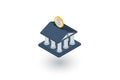 Bank building, finance, money savings isometric flat icon. 3d vector Royalty Free Stock Photo