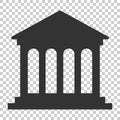 Bank building icon in flat style. Government architecture vector Royalty Free Stock Photo