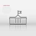 Bank building icon in flat style. Government architecture vector illustration on white isolated background. Museum exterior Royalty Free Stock Photo