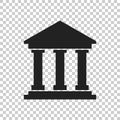 Bank building icon in flat style. Museum vector illustration on Royalty Free Stock Photo