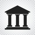 Bank building icon in flat style. Museum vector illustration on Royalty Free Stock Photo