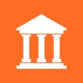 Bank building icon in flat style. Museum vector illustration on Royalty Free Stock Photo