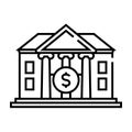Bank building line icon, concept sign, outline vector illustration, linear symbol. Royalty Free Stock Photo