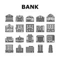 bank building money business icons set vector