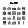 bank building money business icons set vector