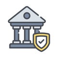 Bank building with shield, secure banking, financial security, security concept