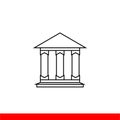 Bank building, vector line icon eps 10 Royalty Free Stock Photo