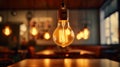 Bank bulbs that create a retro atmosphere in the dining room Royalty Free Stock Photo