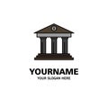 Bank, Business, Finance, Building, Money, Business Logo Template. Flat Color