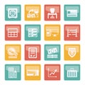 Bank, business, finance and office icons over colored background Royalty Free Stock Photo