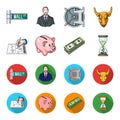 Bank, business schedule, bundle of notes, time money. Money and Finance set collection icons in cartoon,flat style Royalty Free Stock Photo