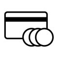 Bank card icon. credit card with coins. online payments vector eps10