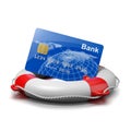 Bank Card on a Lifebuoy Royalty Free Stock Photo