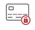 Bank card protection icon. The bank card is protected and safe to use. Vector illustration for websites and applications. An empty