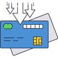 Bank card replenishment icon flat vector isolated