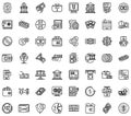 Bank cash icons set, outline style